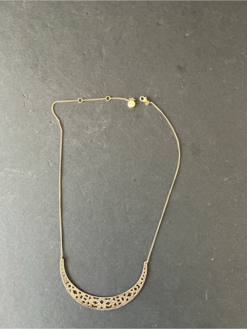 Source Unknown Gold Crescent Cutout Necklace